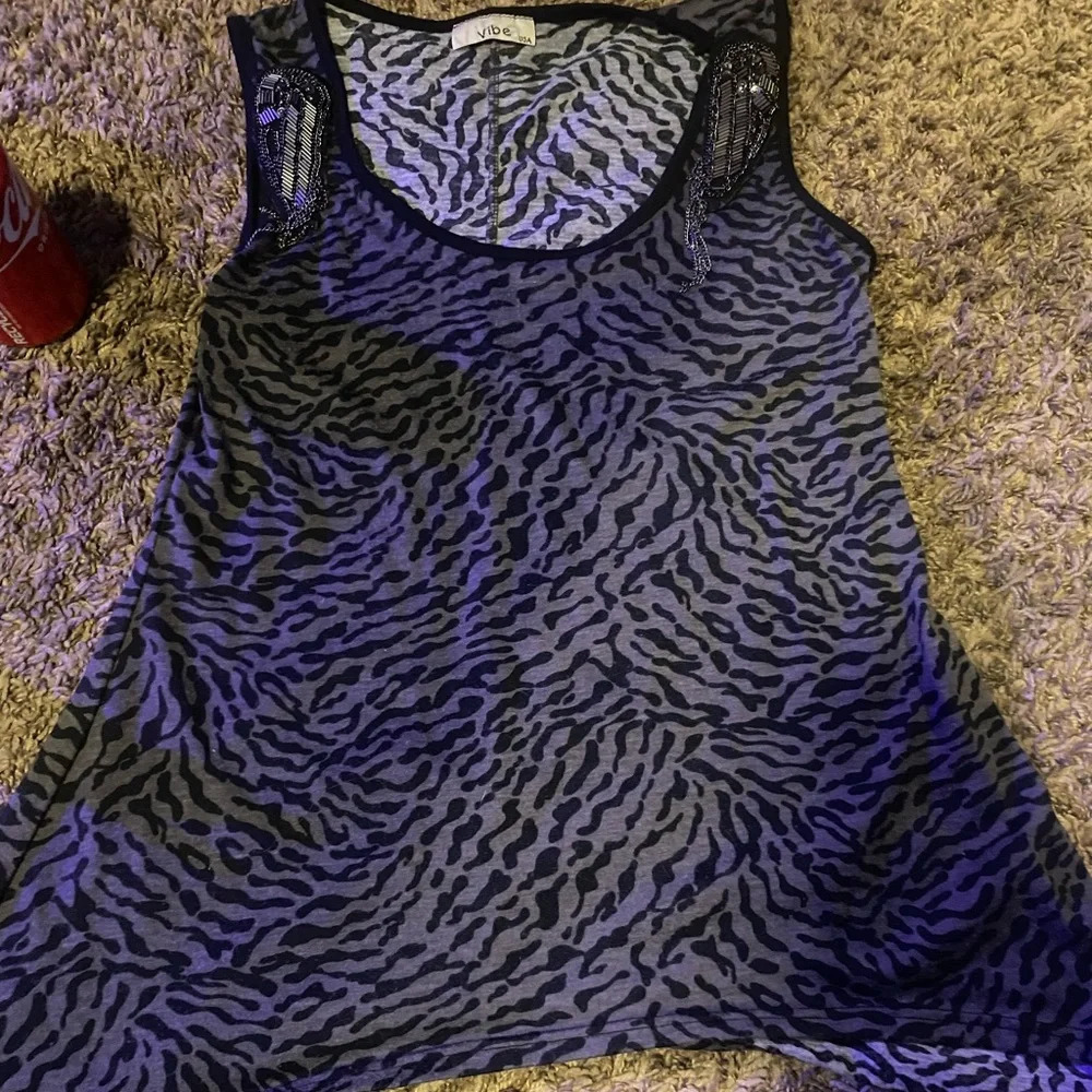 vibe animal print tank with beading 🐼🐼🐼